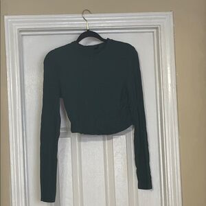 Women's Green Long Sleeve Crop Top